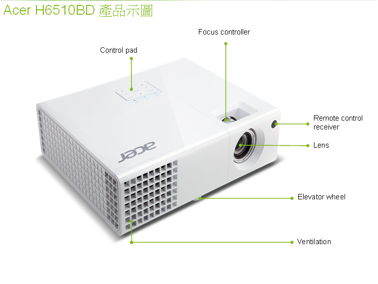 ACER H6510BD 家庭劇院FULL HD 藍光3D投影機-採購評比推薦佳譽資訊